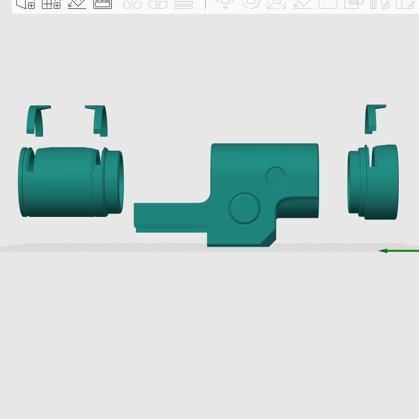 3D model of a green mechanical component on a white background